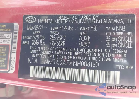 2022 Hyundai Tucson Se из США, поврежденный, VIN 5NMJA3AEXNH008160